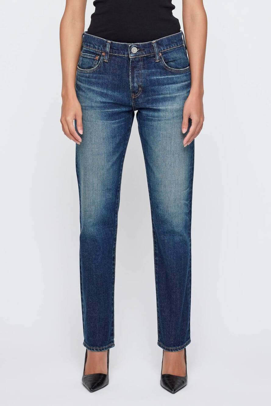 NEW MOUSSY leverett slim fit straight leg jeans in blue